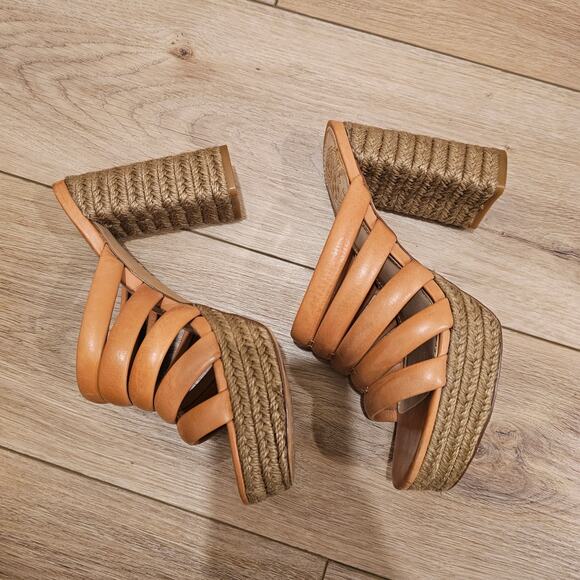 Vince Camuto Patrest Cognac Leather Mule Heels Size 6.5 - Picture 5 of 9